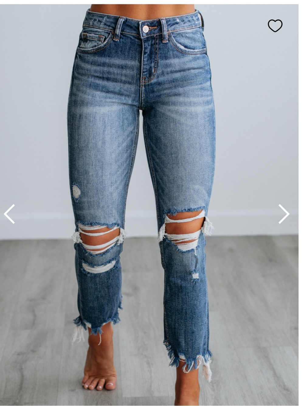 Flying Monkey Women's Distressed Medium Blue Straight Leg Jeans